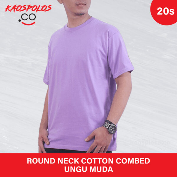 kaos polos round neck cotton combed 20s ungu muda